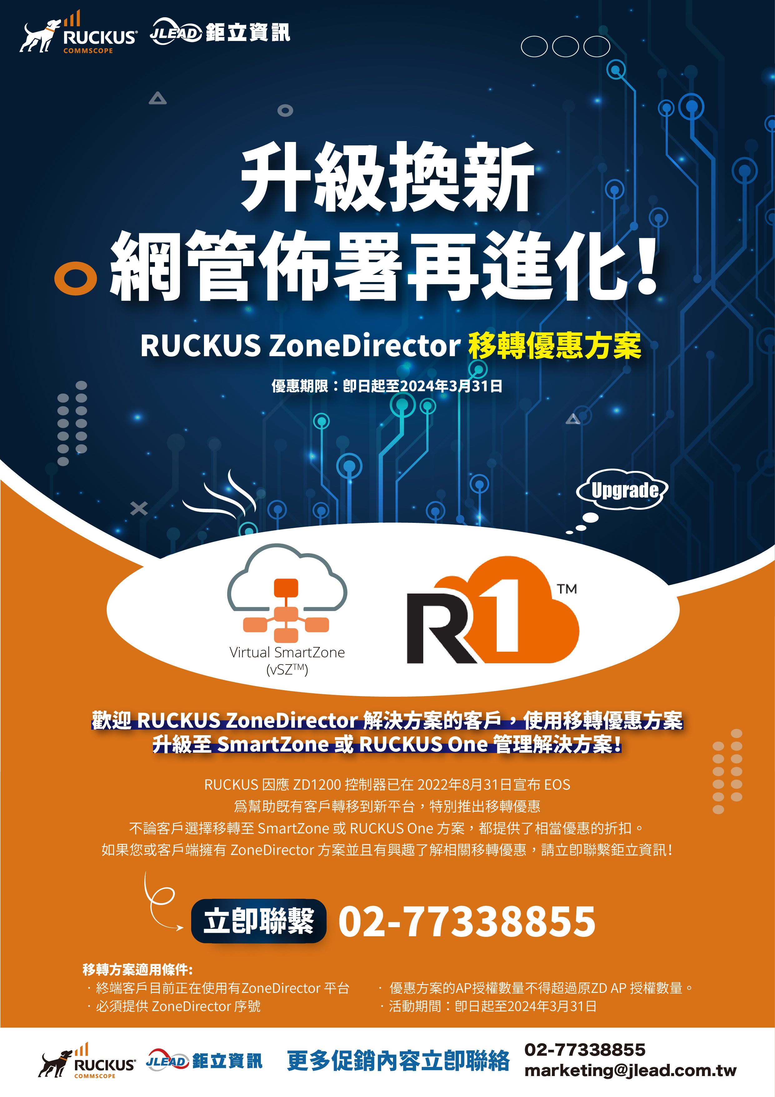 RUCKUS ZoneDirector 移轉優惠方案EDM 工作區域 1