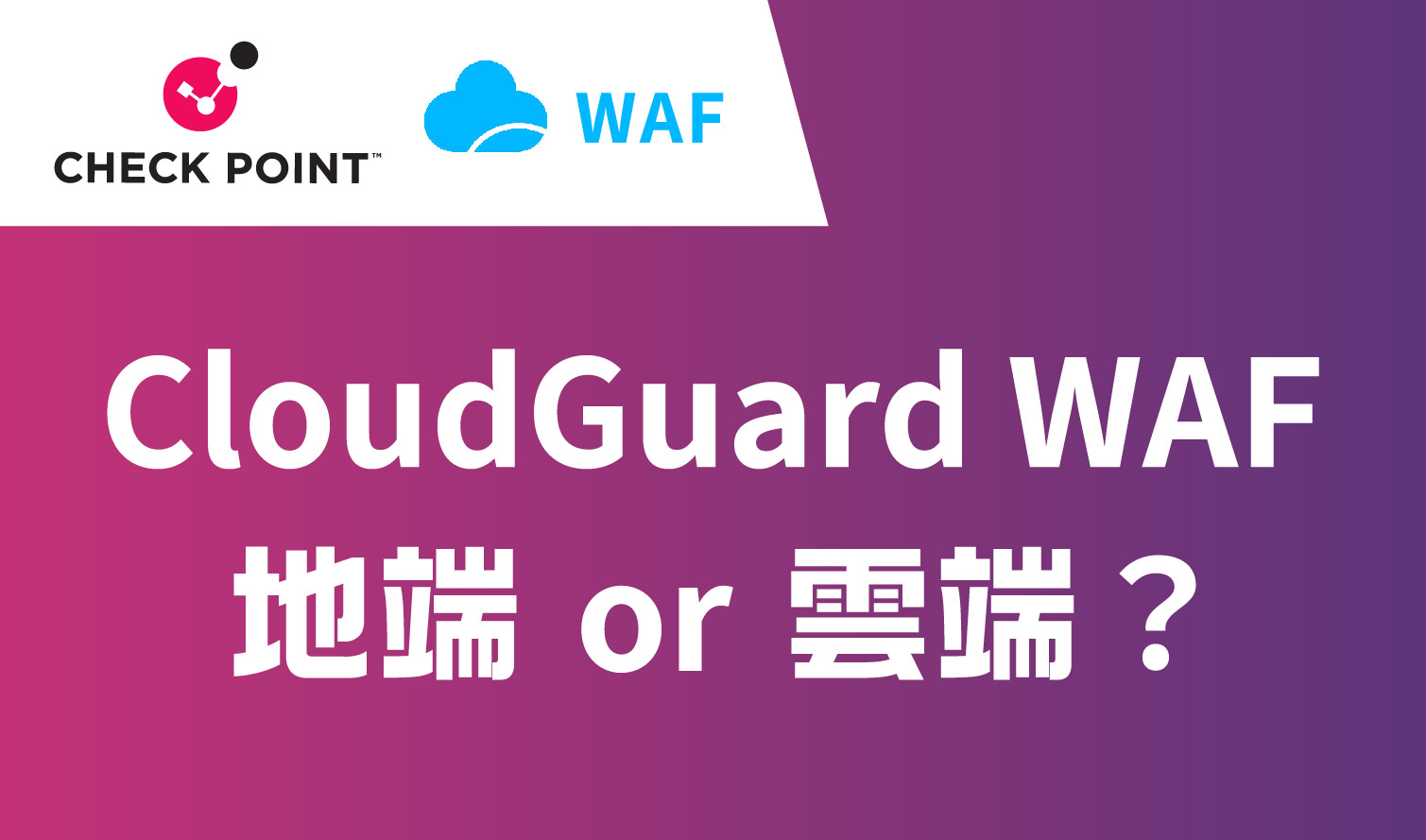 Chcek  Point CloudGuard WAF 地端 or 雲端？